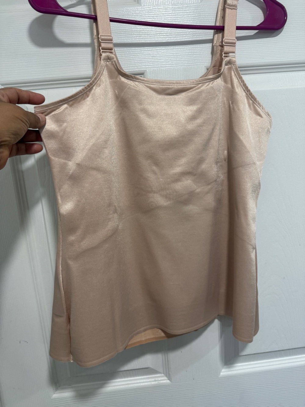 Ruby Ribbon Nude Satin Chemise Slip Top
